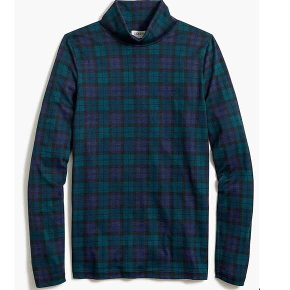 ❄️✨ J.Crew Printed Tissue Turtleneck – NEW – Holiday Plaid Perfection ✨❄️ - Picture 1 of 1